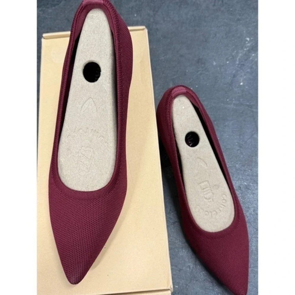 Vivaia Wedge Heel Knit Pointed Toe Slip On‎  Shoes Burgundy EU/38.5 US/7.5